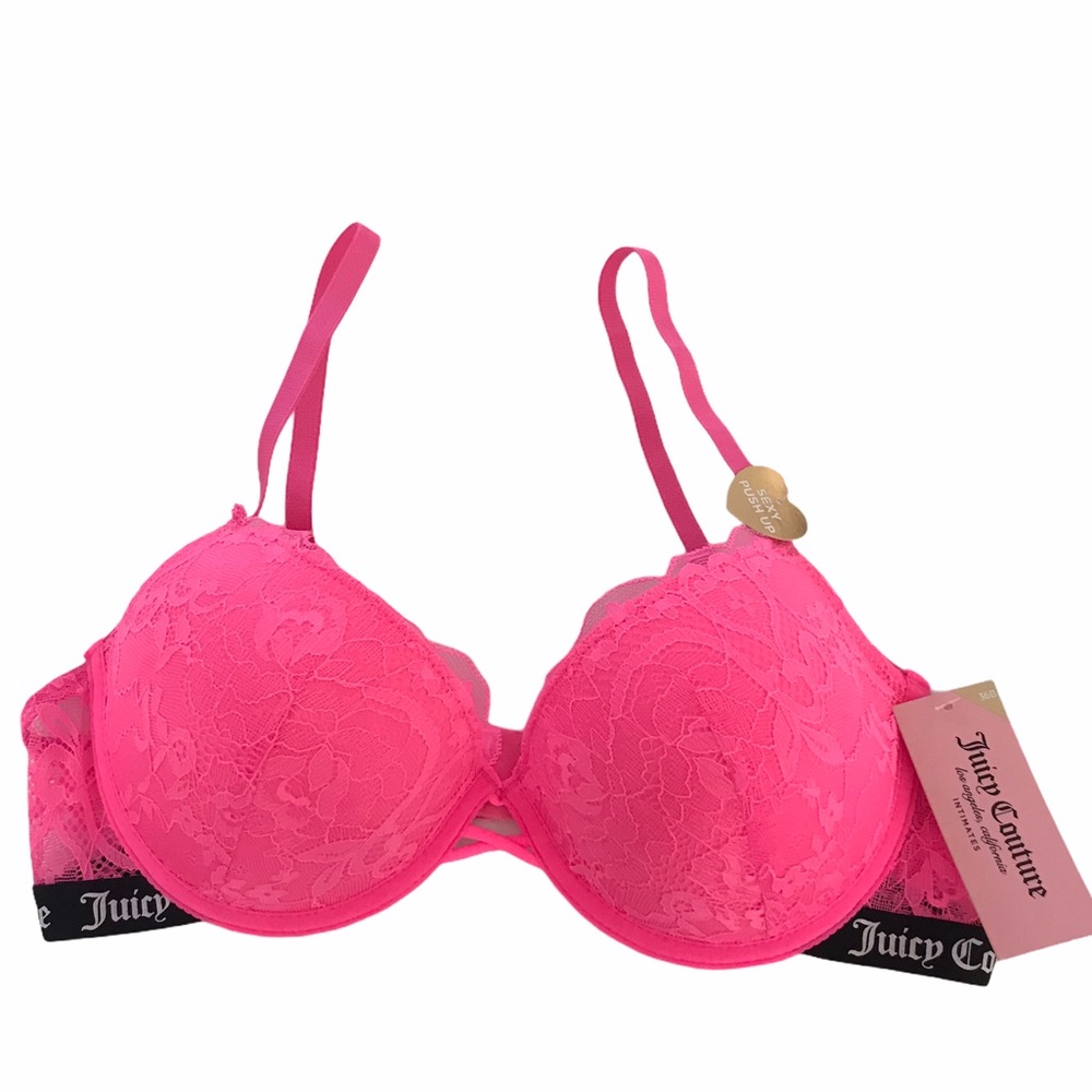 Juicy Couture Sexy Push Up Bra Pink Lace 36B